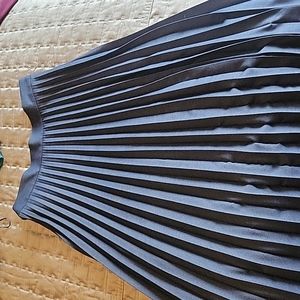 Denim-like Pleated Midi Skirt